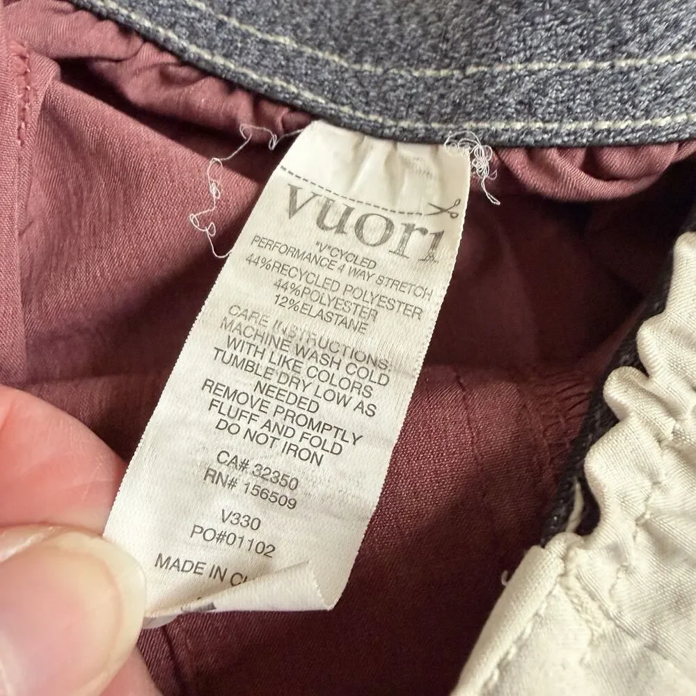 Vuori Men's Flat Front Shorts in Mauve with Cream Trim
